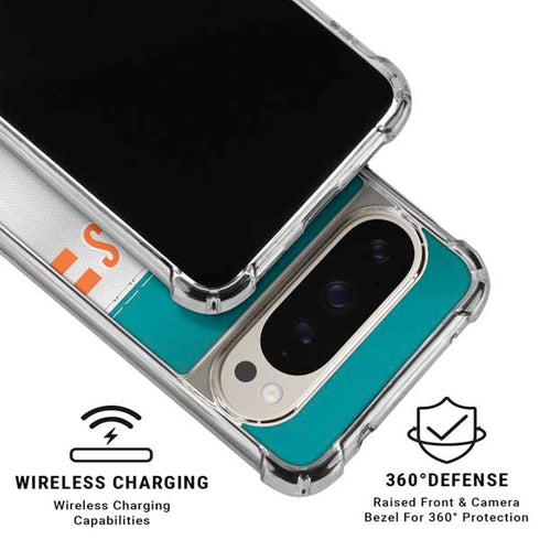 NFL Miami Dolphins White Striped Pixel 9/9 Pro Clear Case